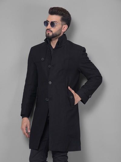 Black Overcoat-Men Coats-Crimsoune Club