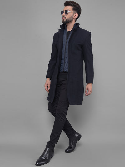 Navy Blue Overcoat-Men Coats-Crimsoune Club