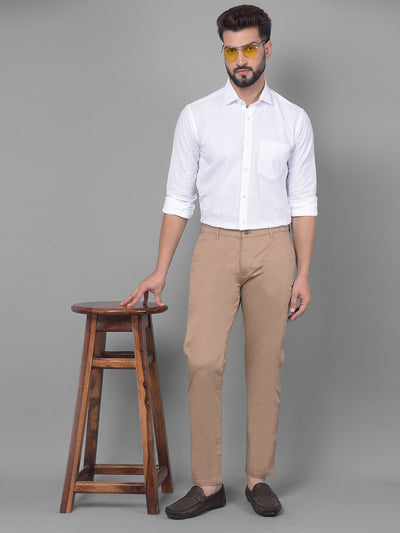 Beige Trousers-Men Trousers-Crimsoune Club