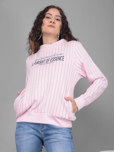 Pink Striped Sweatshirt-Women Sweatshirts-Crimsoune Club