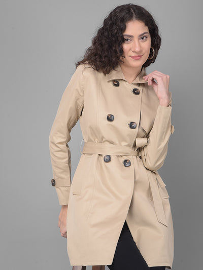 Beige Trench Coat-Women Coats-Crimsoune Club