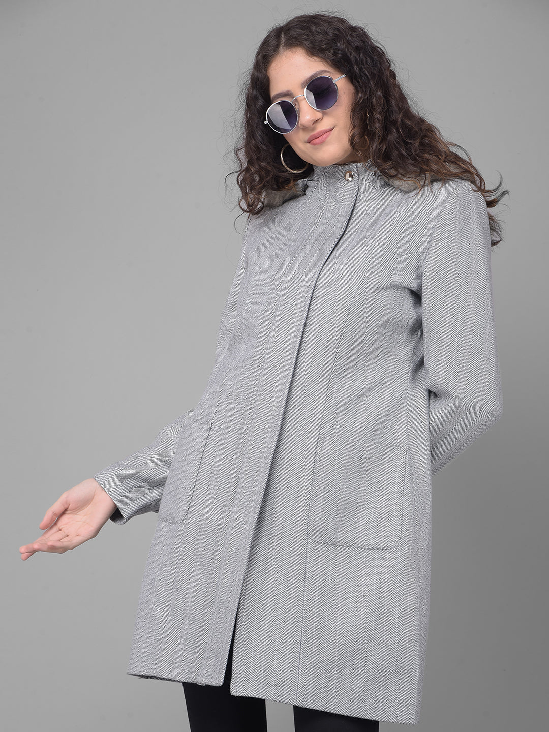 Grey Hooded Overcoat-Women Coats-Crimsoune Club
