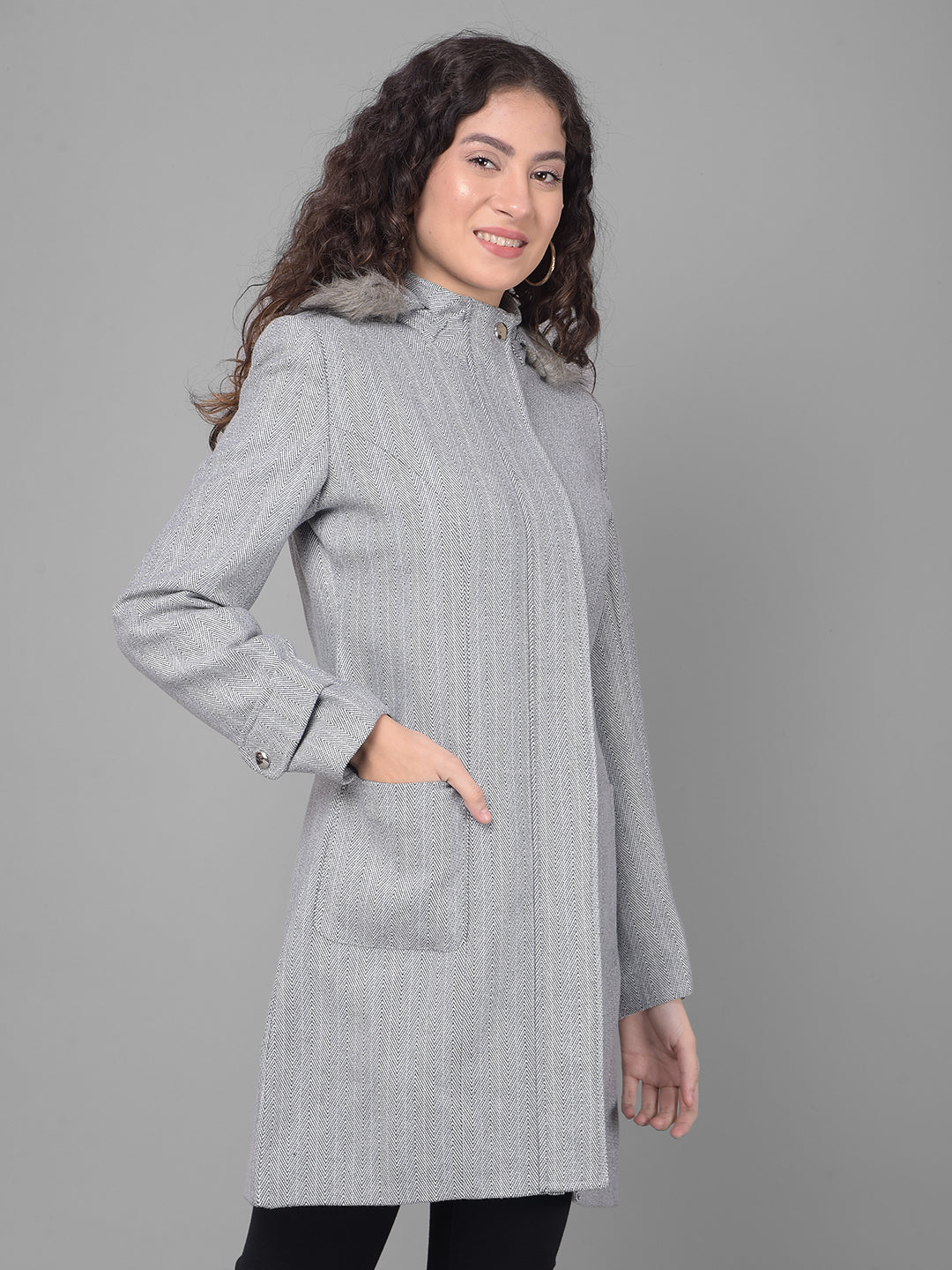 Grey Hooded Overcoat-Women Coats-Crimsoune Club