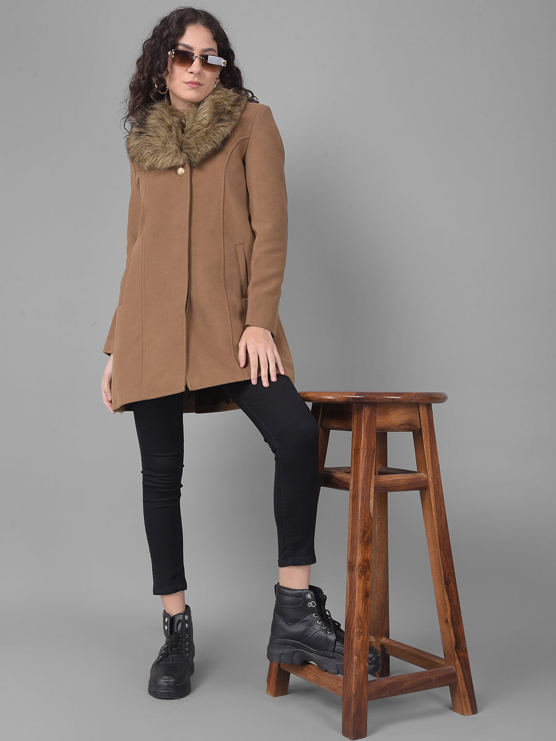 Brown Overcoat-Women Coats-Crimsoune Club