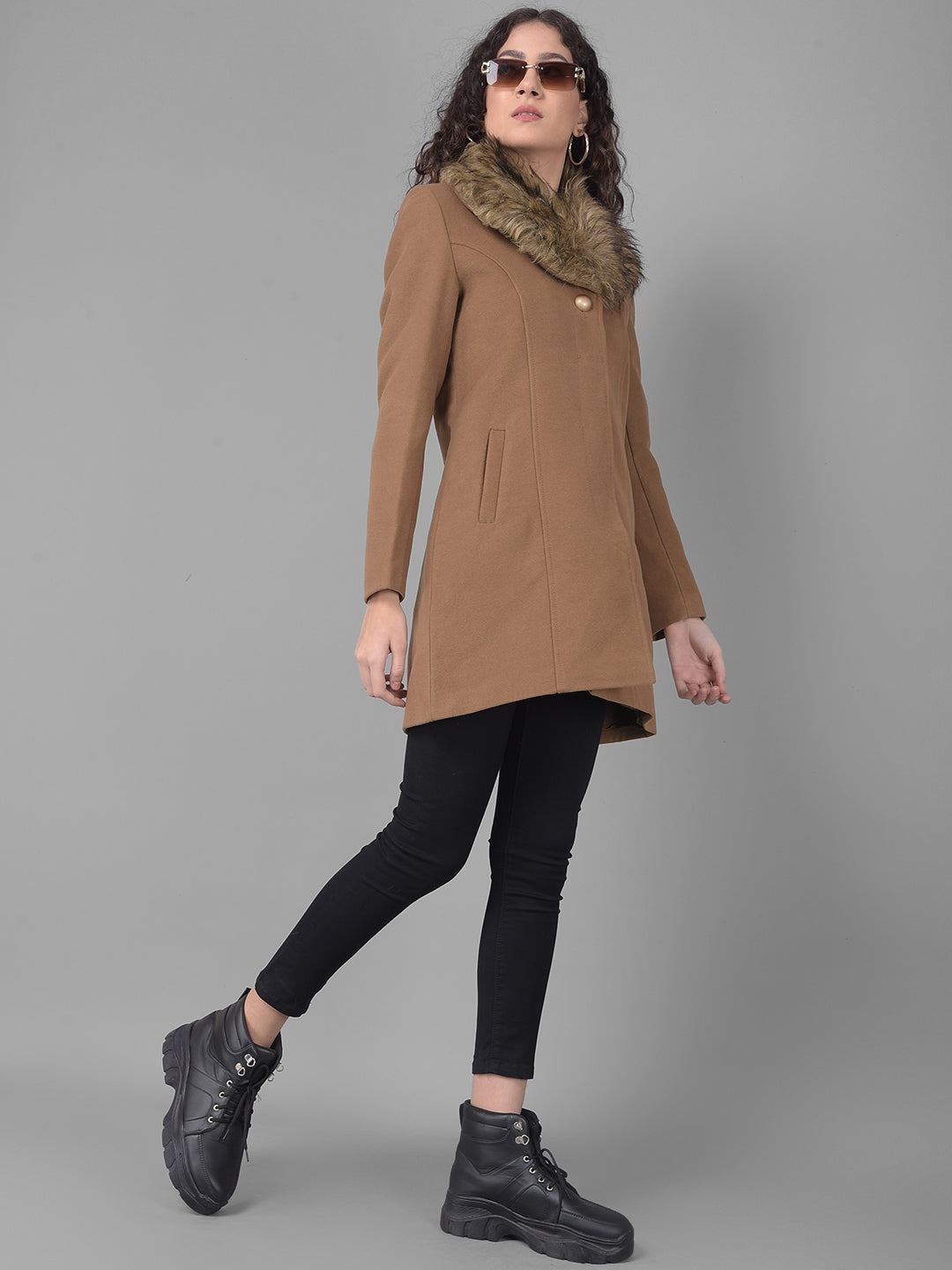 Brown Overcoat-Women Coats-Crimsoune Club