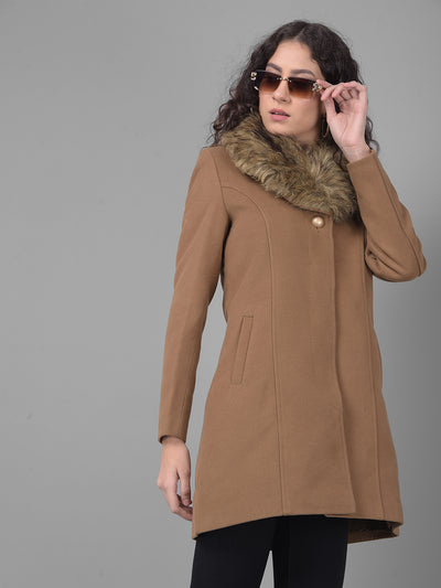 Brown Overcoat-Women Coats-Crimsoune Club