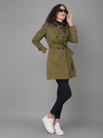 Olive Trench Coat-Women Coats-Crimsoune Club