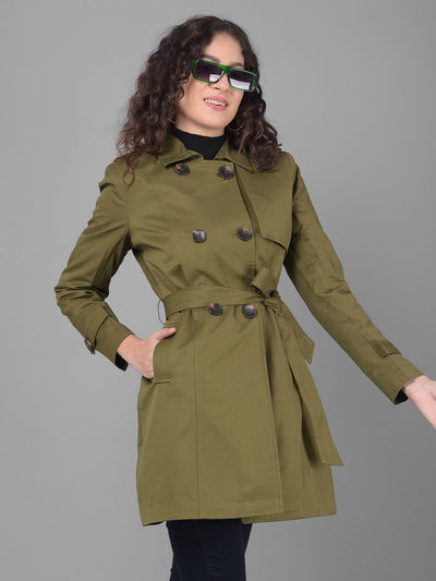 Olive Trench Coat-Women Coats-Crimsoune Club