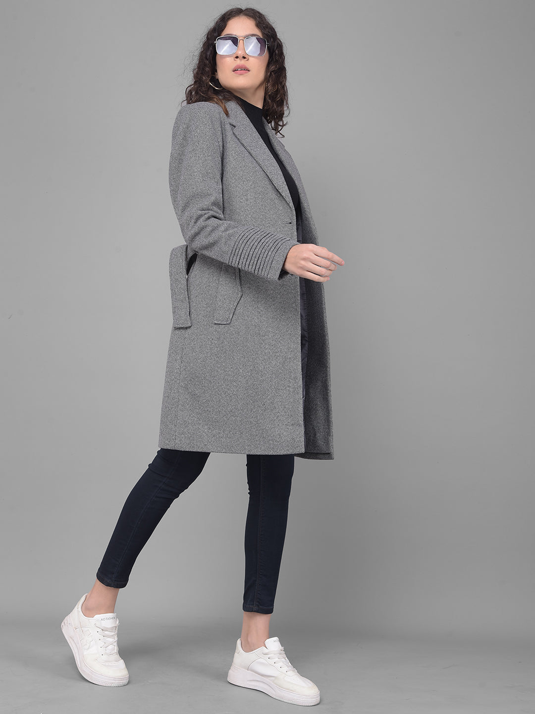 Grey Trench Coat-Women Coats-Crimsoune Club