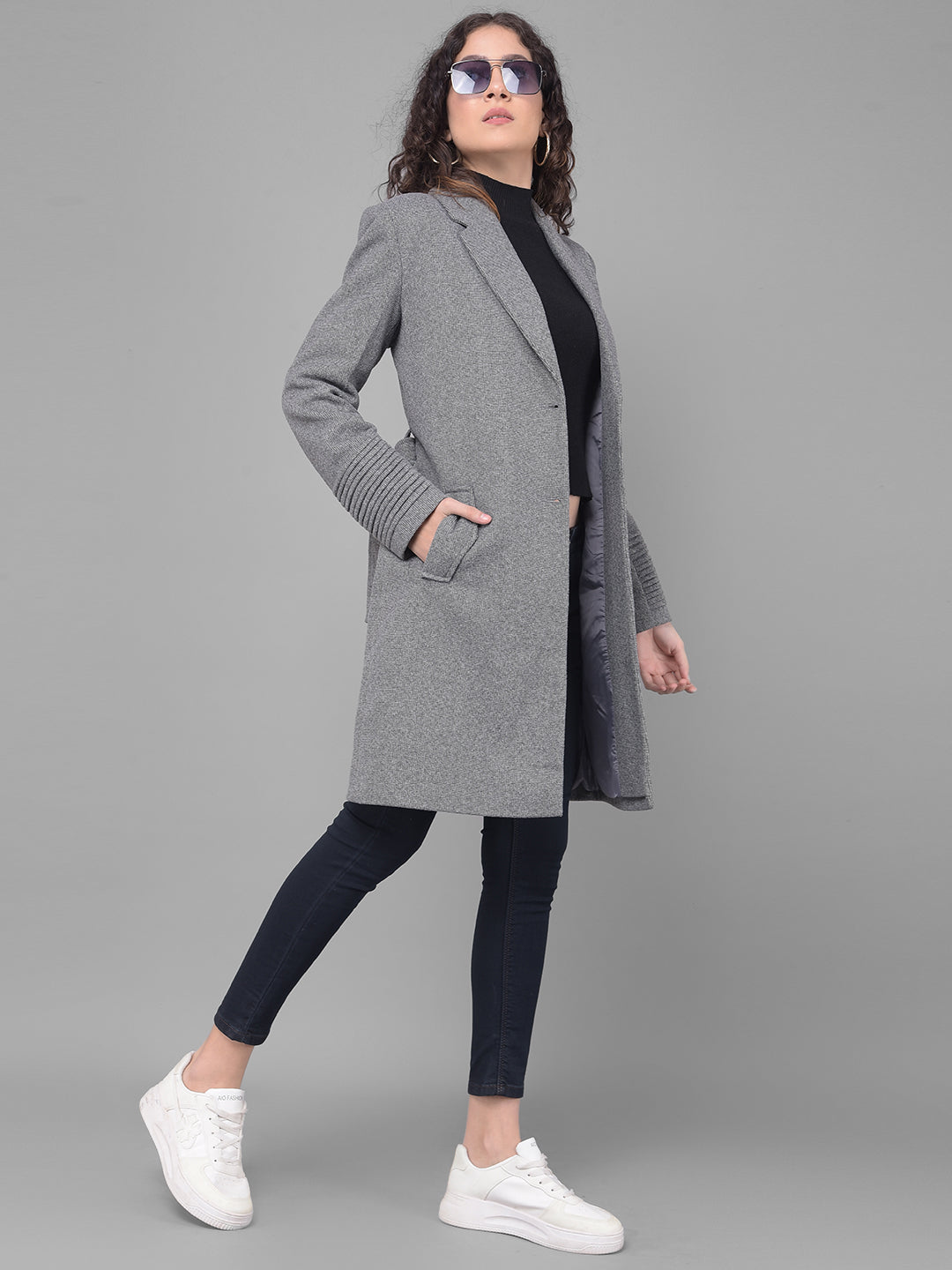 Grey Trench Coat-Women Coats-Crimsoune Club