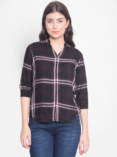Maroon Checked Shirt-Women Shirts-Crimsoune Club