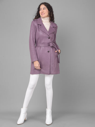 Purple Suede Trench Coat-Women Coats-Crimsoune Club