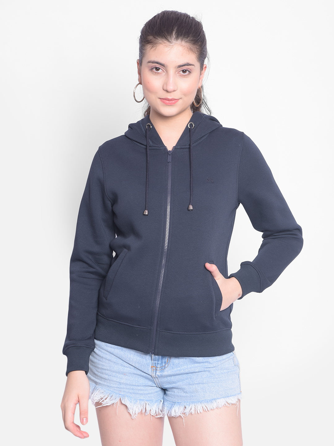 Navy Blue Sweatshirt-Women Sweatshirts-Crimsoune Club