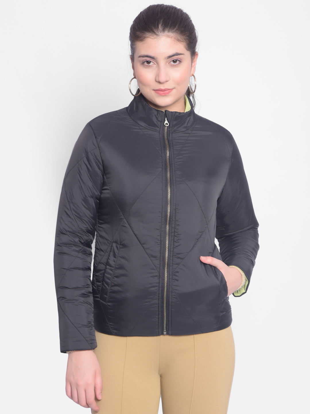 Black Reversible Puffer Jackets-Women Jackets-Crimsoune Club