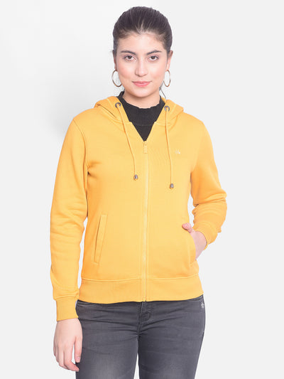 Mustard Hooded Sweatshirt-Women Sweatshirts-Crimsoune Club