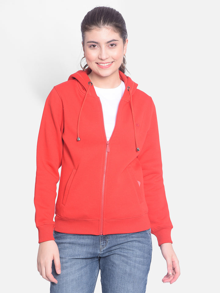 Red Hooded Sweatshirt-Women Sweatshirts-Crimsoune Club