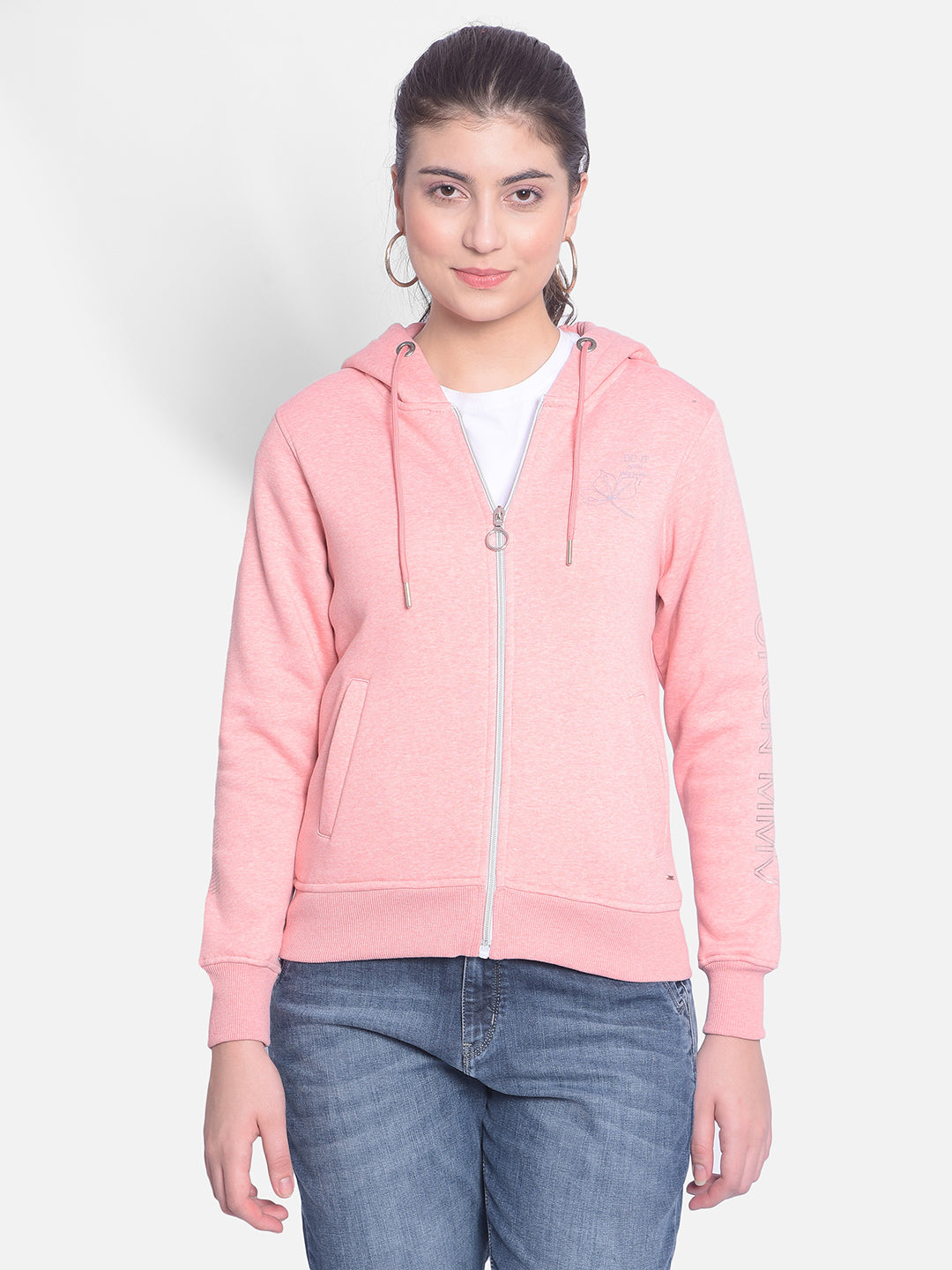 Pink Hooded Sweatshirt-Women Sweatshirts-Crimsoune Club