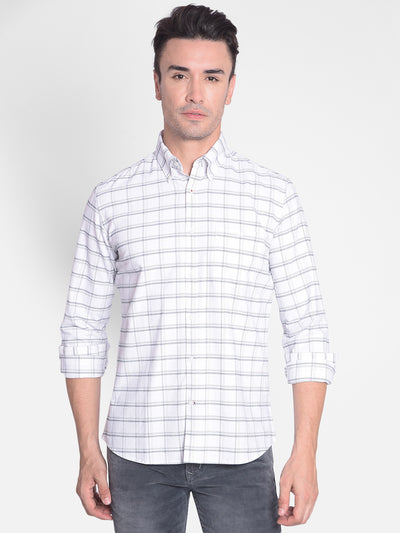 White Checked Shirt-Men Shirts-Crimsoune Club