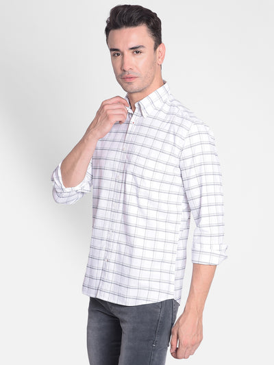 White Checked Shirt-Men Shirts-Crimsoune Club