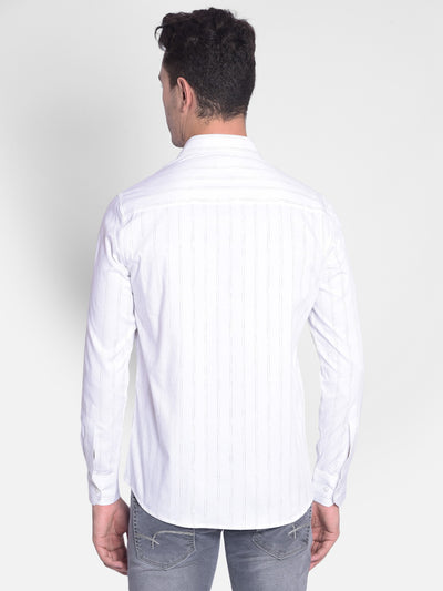 White Striped Shirt-Men Shirts-Crimsoune Club