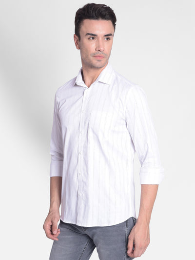 White Striped Shirt-Men Shirts-Crimsoune Club