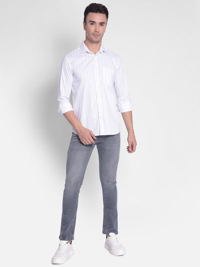 White Striped Shirt-Men Shirts-Crimsoune Club