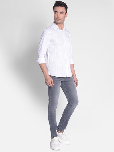 White Striped Shirt-Men Shirts-Crimsoune Club