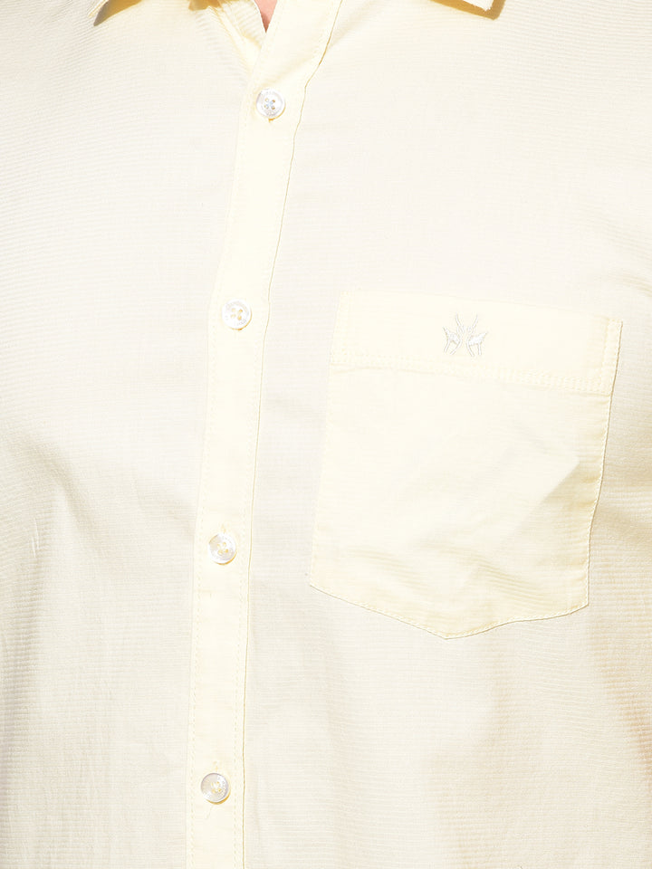 Yellow 100% Cotton Shirt-Men Shirts-Crimsoune Club