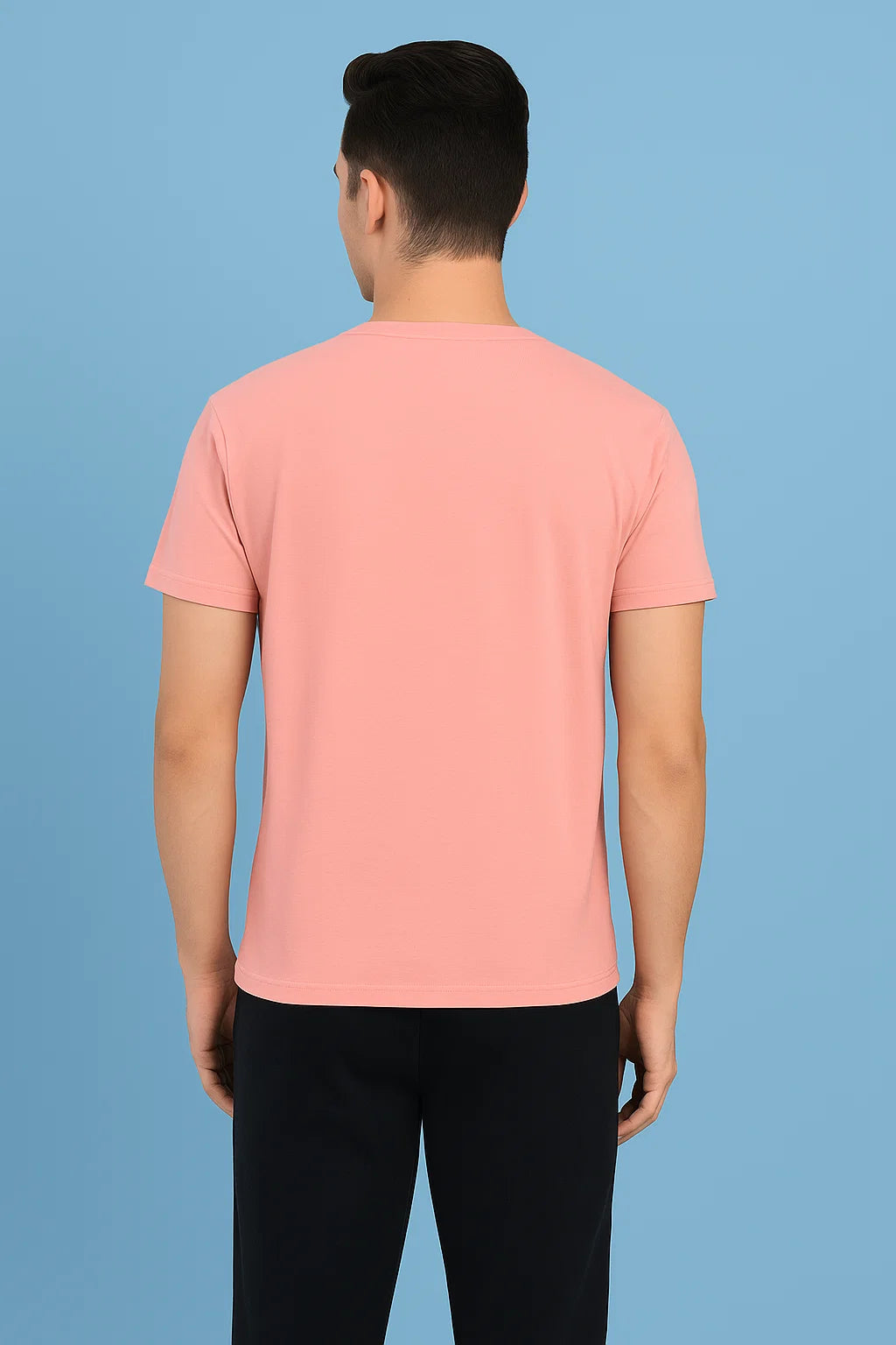 Peach V-Neck T-Shirt-Men T-Shirts-Crimsoune Club