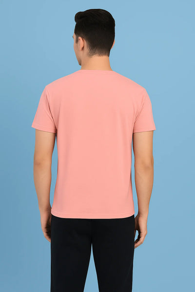 Peach V-Neck T-Shirt-Men T-Shirts-Crimsoune Club
