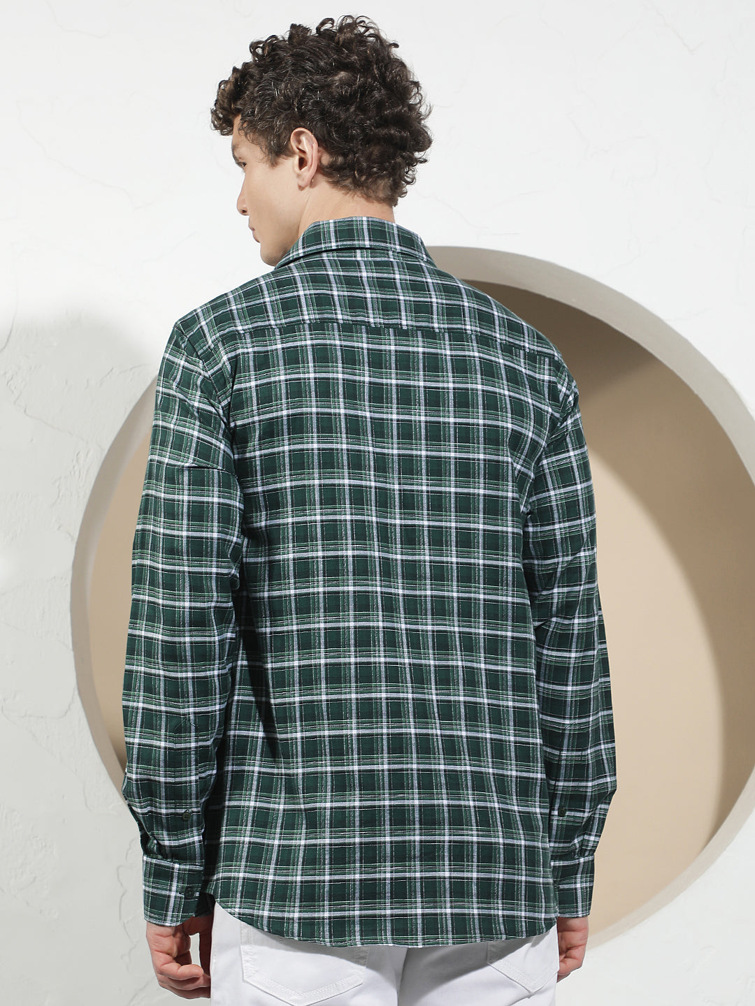 Fern Green 100% Cotton Checked Shirt