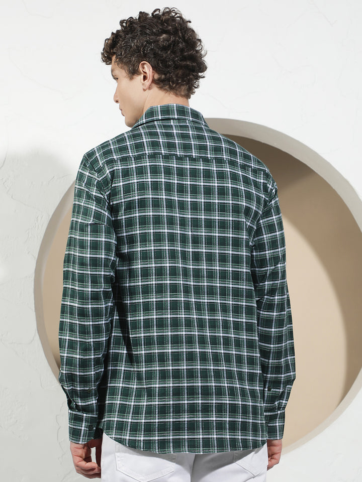 Fern Green 100% Cotton Checked Shirt