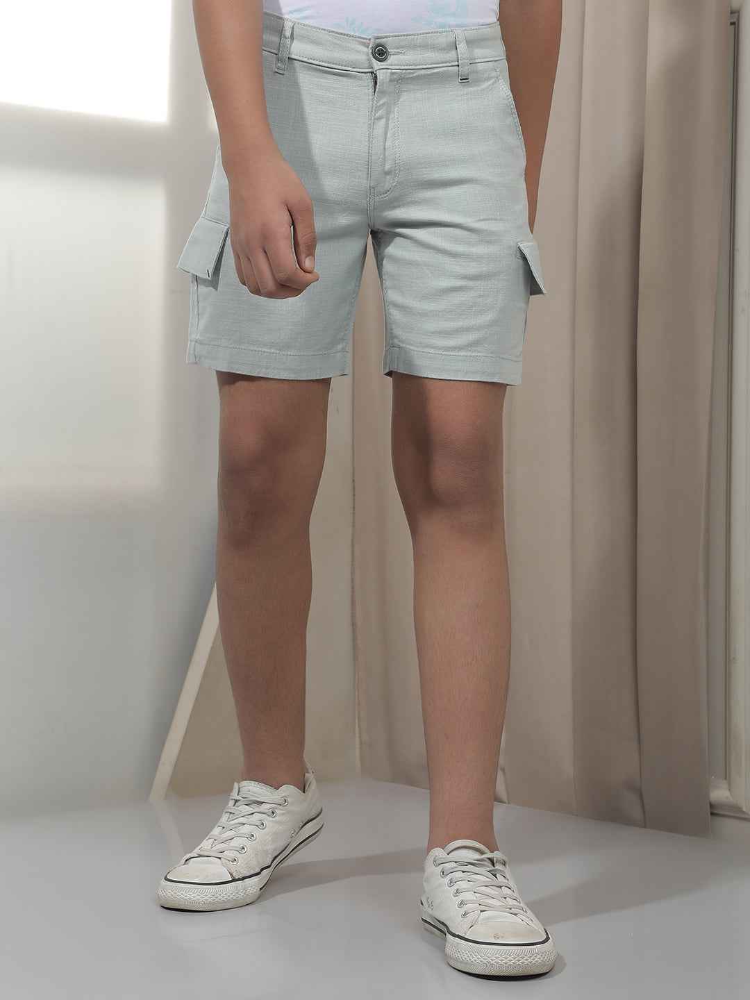 Green 100% Cotton Cargo Shorts