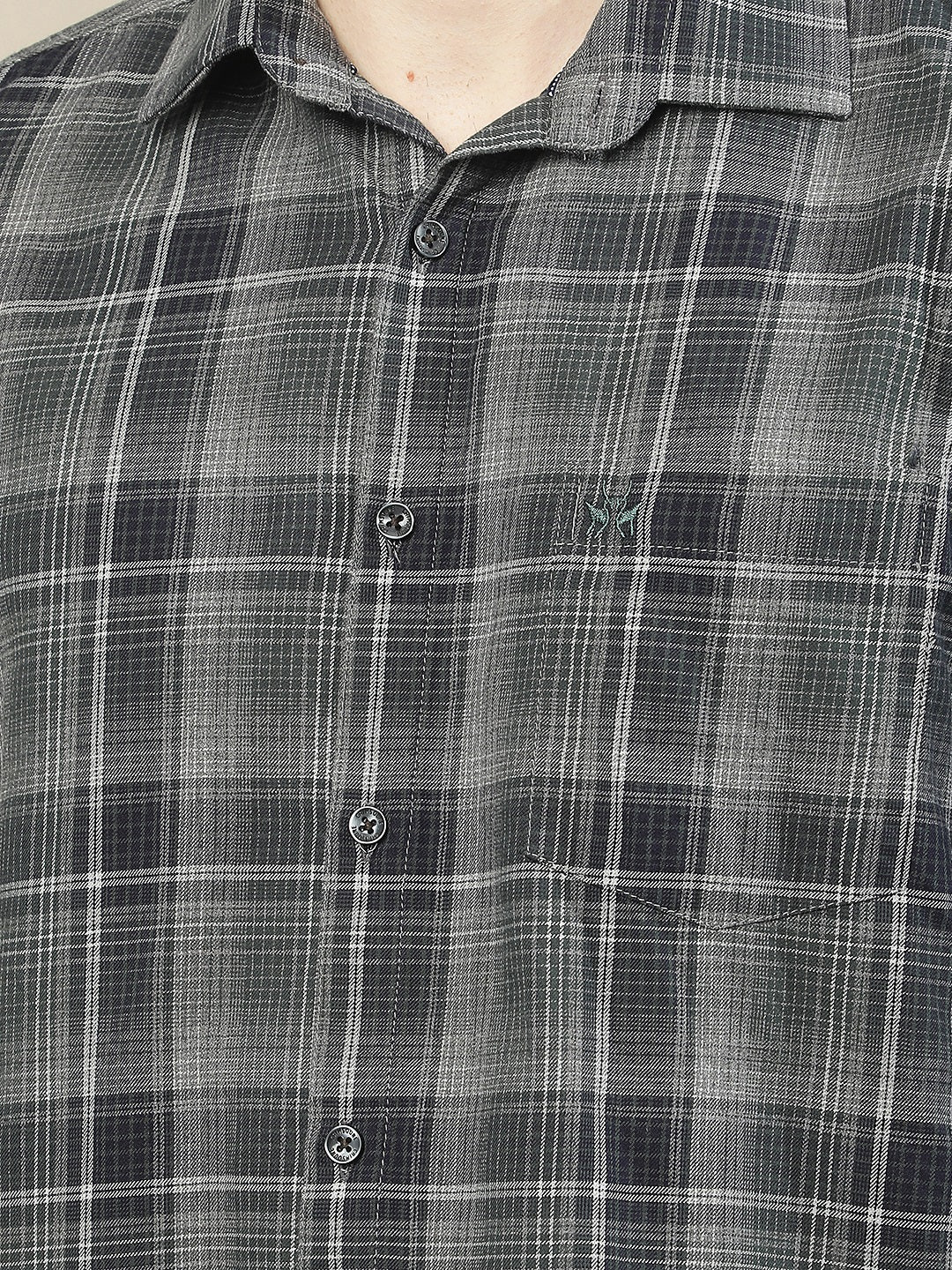 Fern Green 100% Cotton Checked Shirt