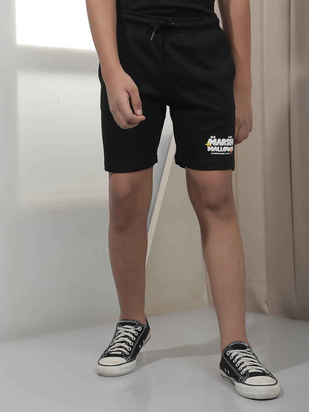 Black Graphic Print Shorts