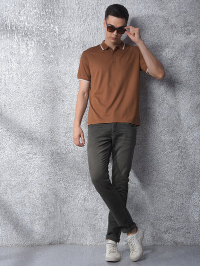 Dreamy Brown Polo Neck T-Shirt