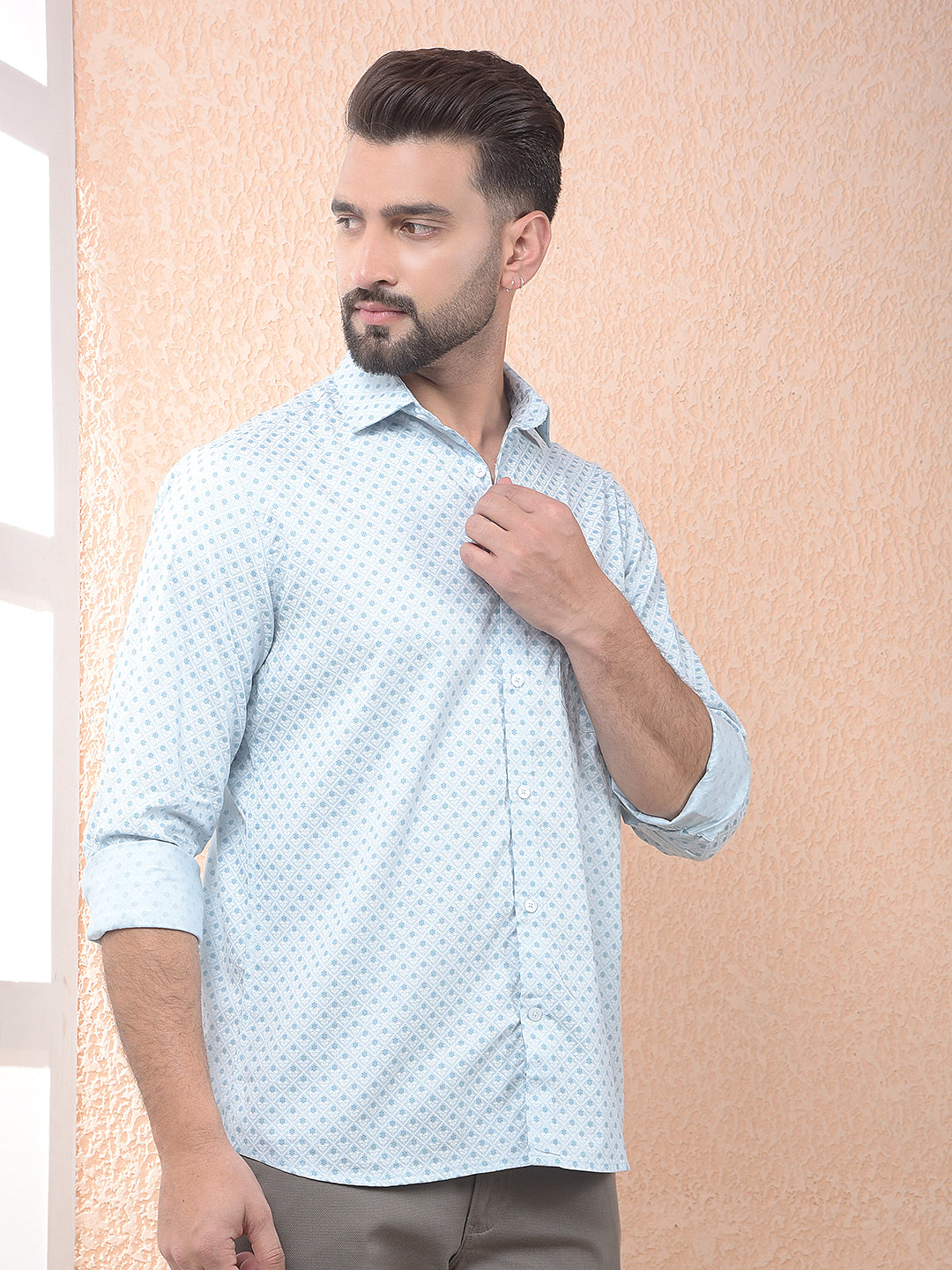 Blue Printed Modal Shirt