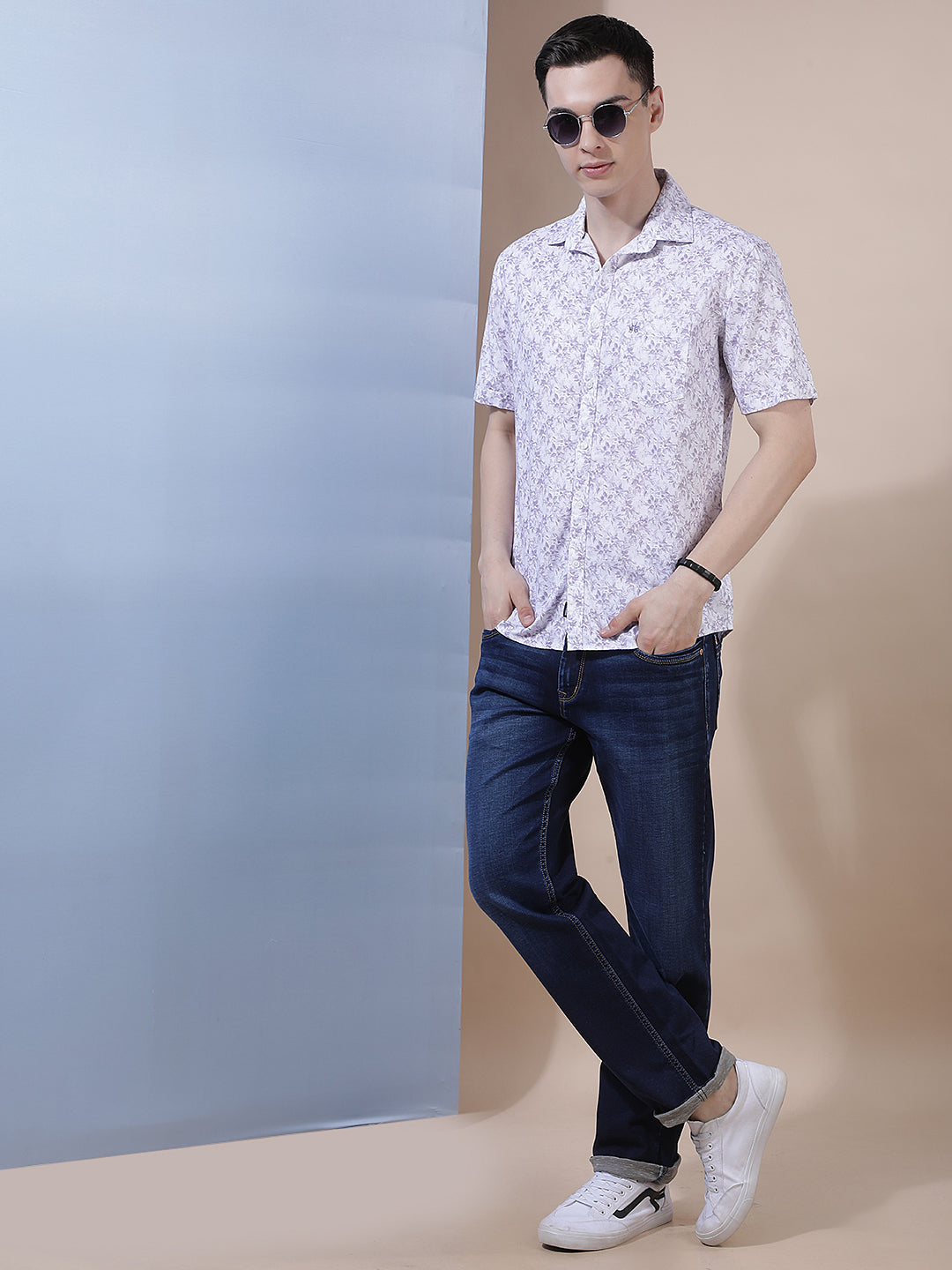 Purple Floral Print Shirt