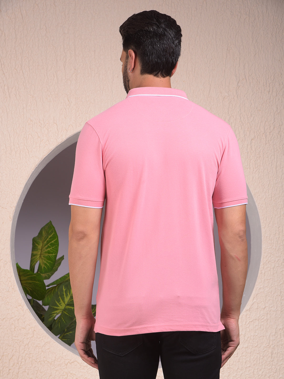 Pink Polo Neck T-Shirt