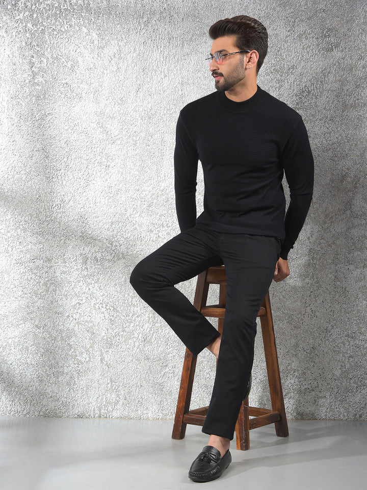 Streetwear Black Jacquard Sweater