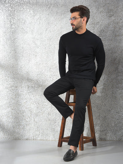 Streetwear Black Jacquard Sweater
