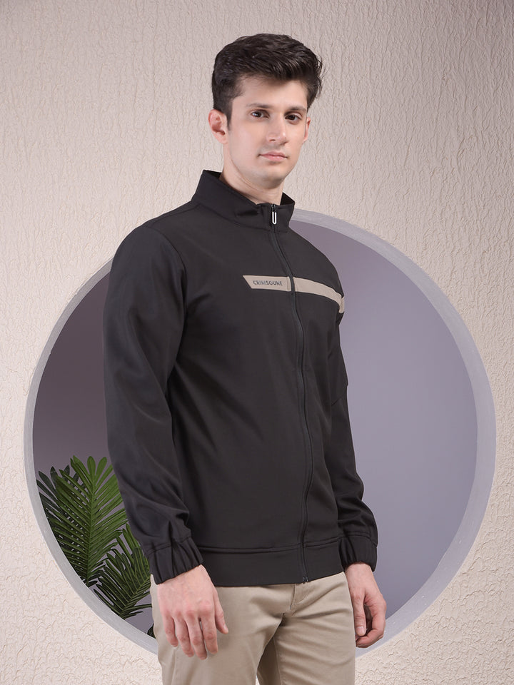 Black Contrast Tape Sweatshirt