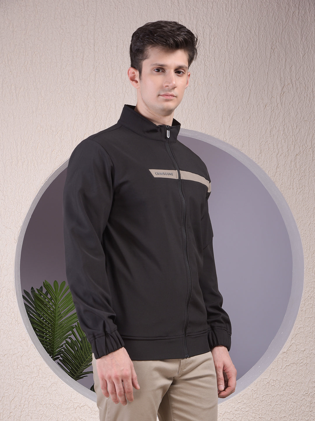 Black Contrast Tape Sweatshirt