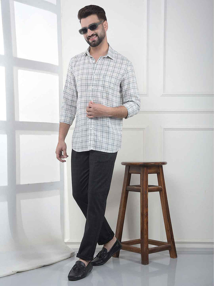 Brown Checked Knitted Trousers