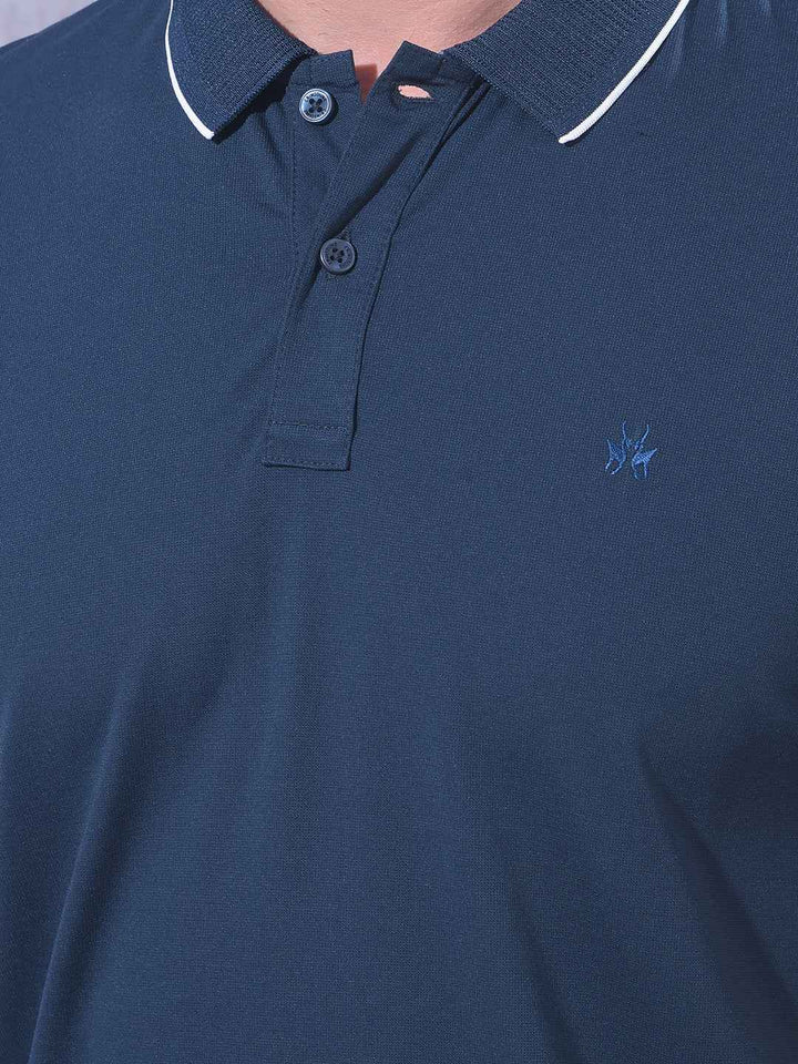 Navy Blue Polo Neck T-Shirt
