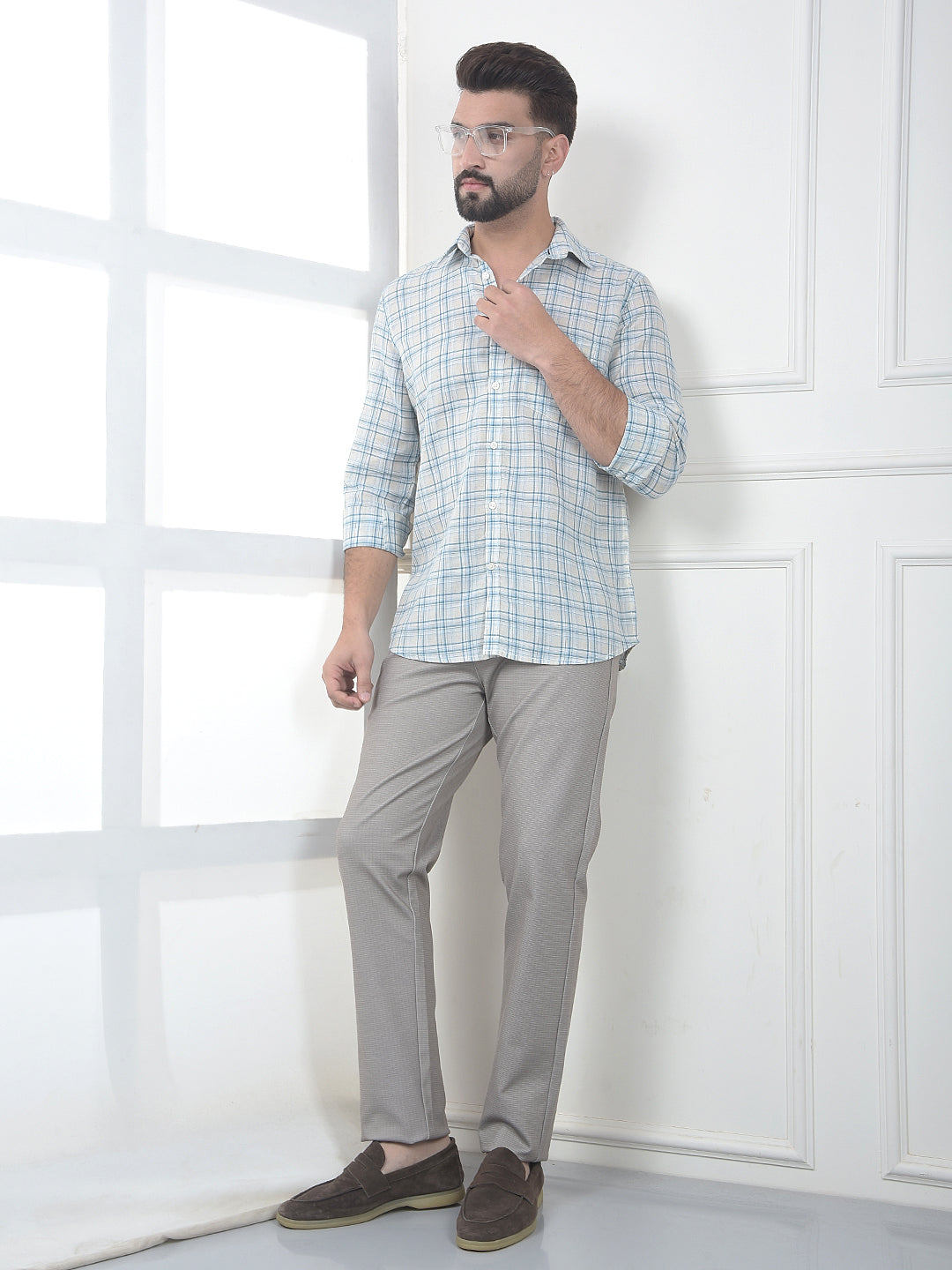 Grey Printed Knitted Trousers