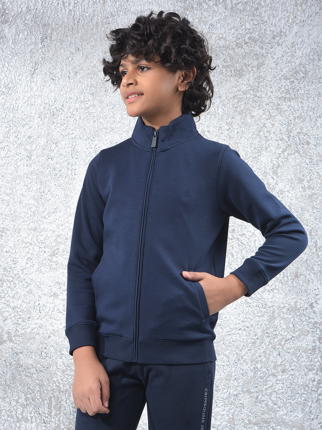 Stretch Fabric Navy Blue Sweatshirt