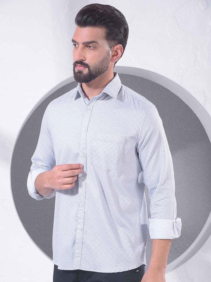Grey Geometric Print Shirt