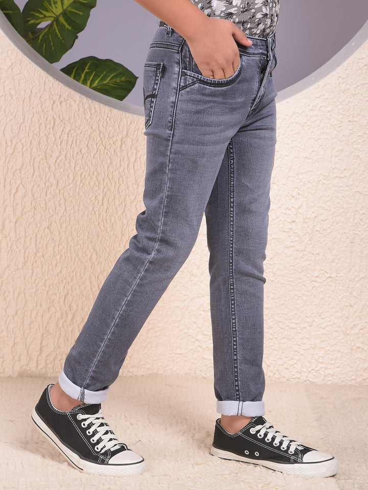 Modish Dark Wash Slim Fit Grey Jeans
