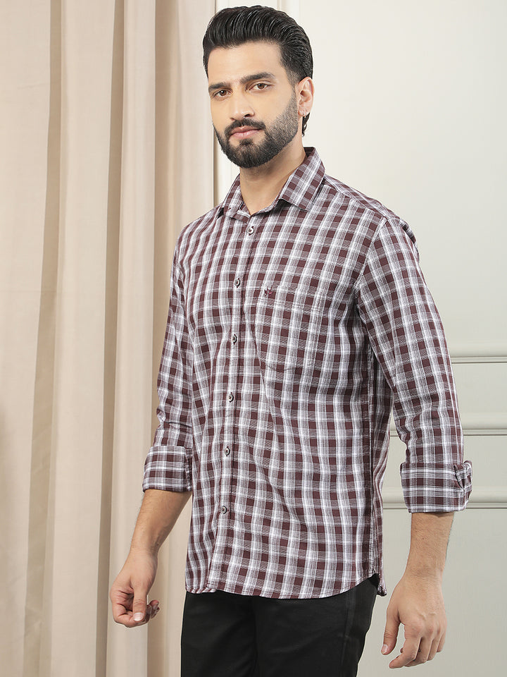 Purple Checked 100% Cotton Shirt